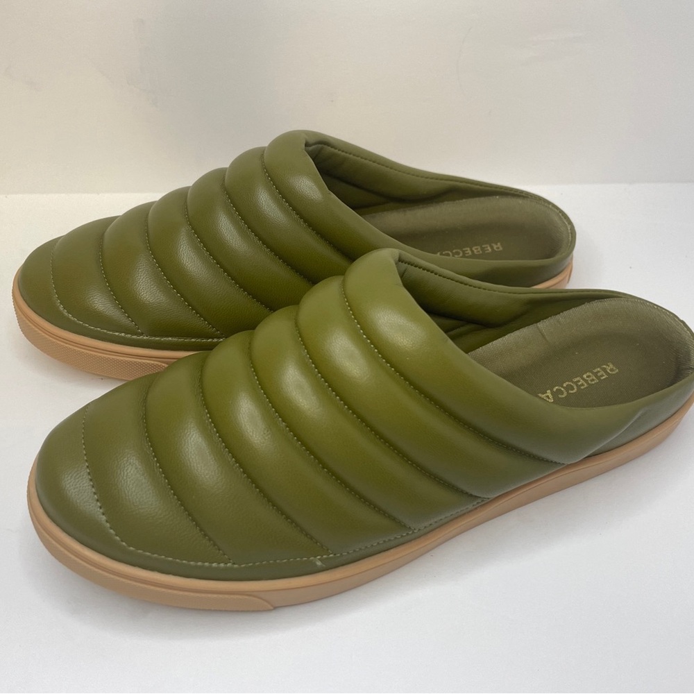 Rebecca Allen The Clog shoes slip on slide Olive green Womens Sz 7.5 new in box
